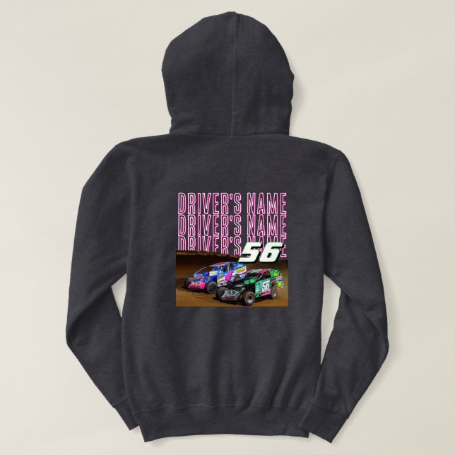 Personalized Race Car Name Number Hoodie (Design Back)