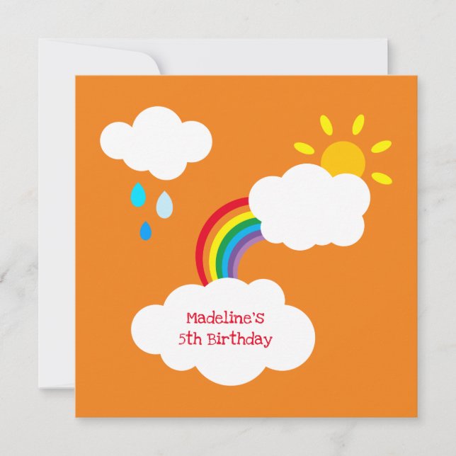 Personalized Rainbow, Clouds, Rain & Sun Birthday (Front)