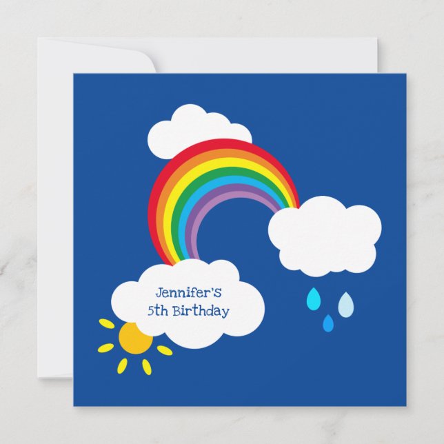Personalized Rainbow, Clouds, Rain & Sun Birthday (Front)