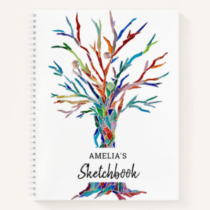 Personalized Rainbow Colored Tree Notebook