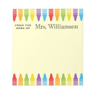 Personalized Rainbow Crayons Teacher Appreciation Notepad