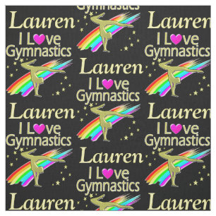 PERSONALIZED RAINBOW I LOVE GYMNASTICS FABRIC