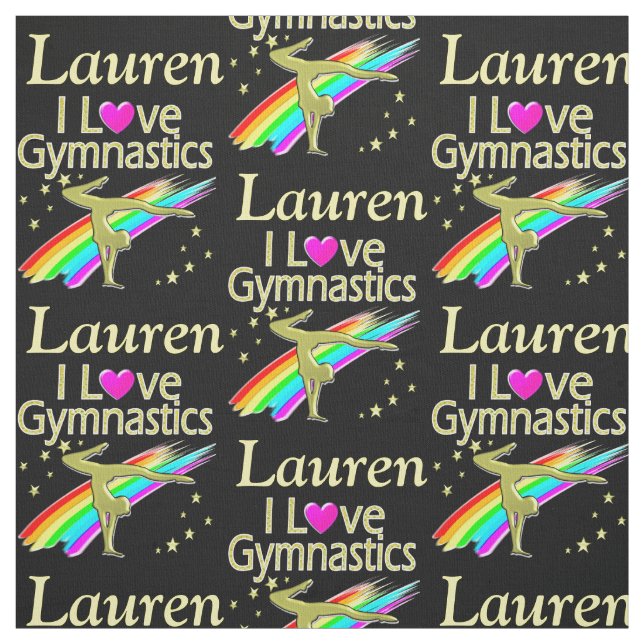 PERSONALIZED RAINBOW I LOVE GYMNASTICS FABRIC (Swatch)