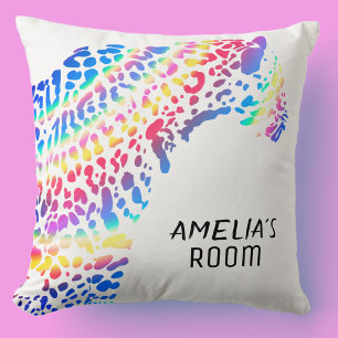 Personalized Rainbow Jaguar Bedroom Cushion