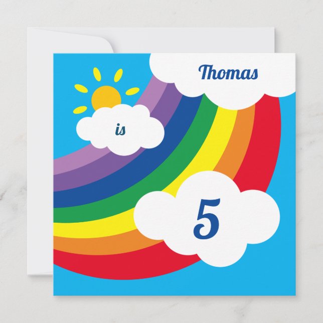 Personalized Rainbow Kid's Birthday Invitation (Front)