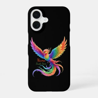 Personalized Rainbow Phoenix Name Birthdate Gift iPhone 16 Case