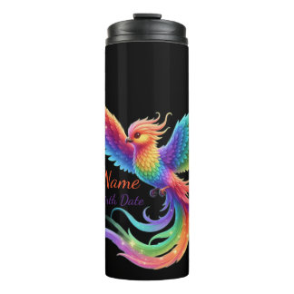 Personalized Rainbow Phoenix Name Birthdate Gift Thermal Tumbler