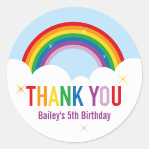 Personalized Rainbow Thank You Round Sticker