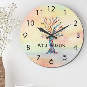 Personalized Rainbow Tree Large Clock