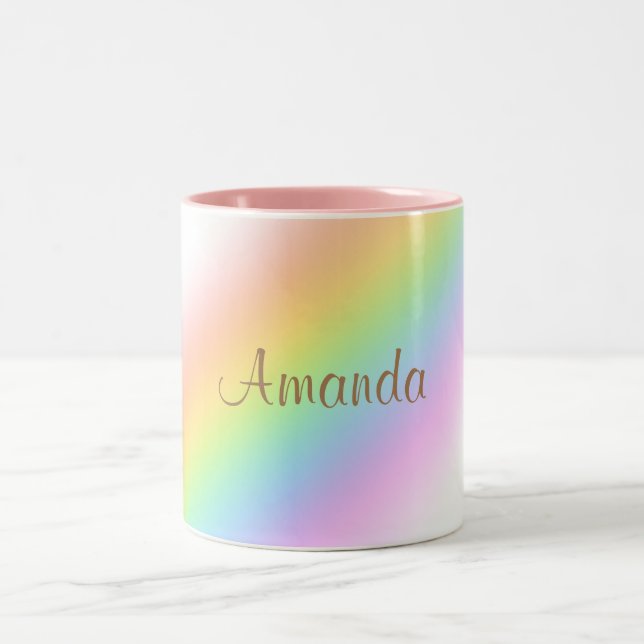 Personalized Rainbow Two-Tone Coffee Mug (Center)