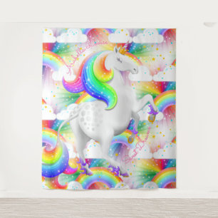 Personalized Rainbow Unicorn Princess Tapestry