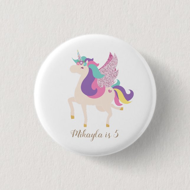 Personalized Rainbow Unicorn Simple Cute 3 Cm Round Badge (Front)