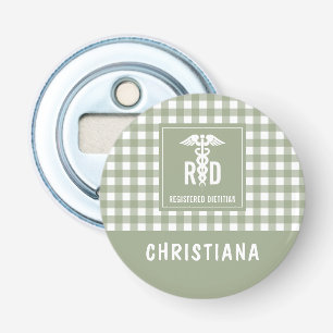 Personalized RD Registered Dietitian Plaid Pattern Bottle Opener