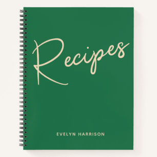 Personalized Recipe Journal in Kelly Green