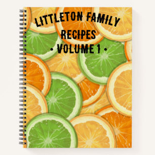 Personalized Recipe Notebook Orange Floral Water