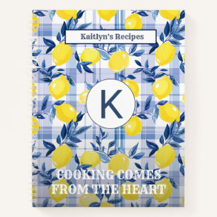 PERSONALIZED RECIPES LEMONS MONOGRAM MESSAGE NOTEBOOK