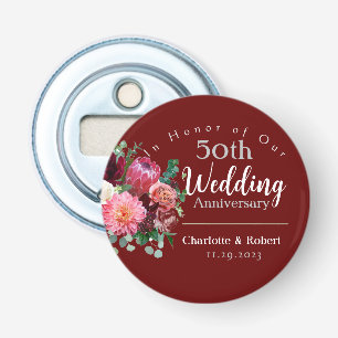 Personalized Red 50th Couples Wedding Anniversary  Bottle Opener