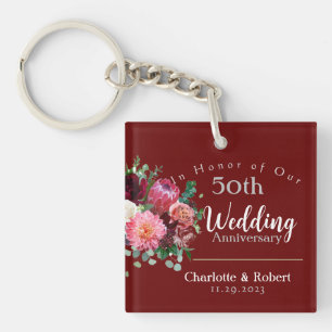 Personalized Red 50th Couples Wedding Anniversary  Key Ring