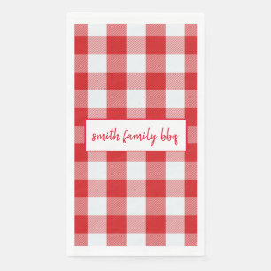 Personalized Red and White Buffalo Plaid Napkin