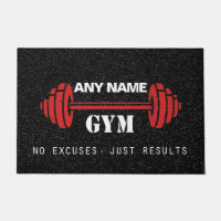 Personalized Red & Black home gym door mat
