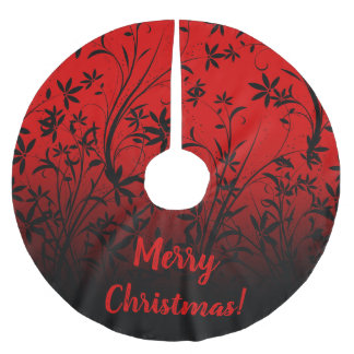 Personalized Red & Black Ombre Floral Brushed Polyester Tree Skirt