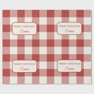 Personalized Red Buffalo Check Christmas Wrapping Paper
