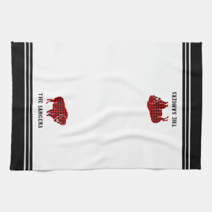 Personalized Red Buffalo Plaid Bison Kitchen Towel