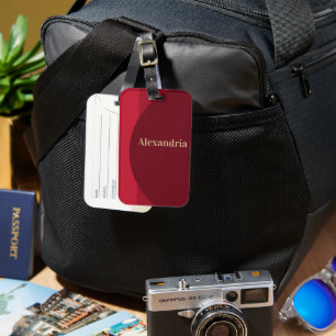 Personalized Red burgundy Luggage Tag