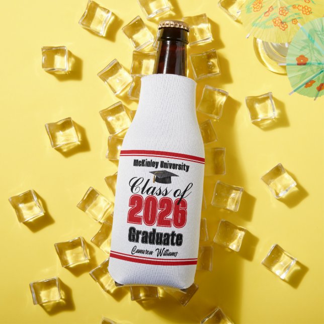 Personalized Red Class of 2026 Graduation Party Bottle Cooler (In Situ Summer)