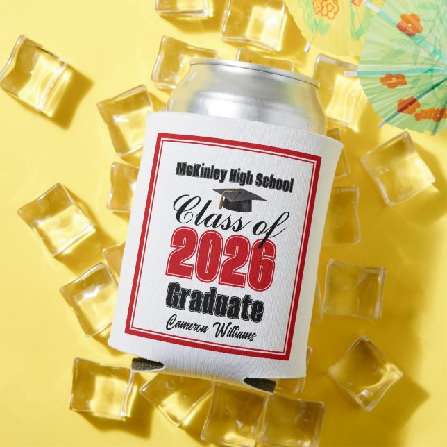 Personalized Red Class of 2026 Graduation Party Can Cooler (In Situ Summer)