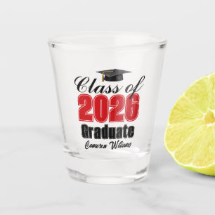 Personalized Red Class of 2026 Graduation Party Shot Glass