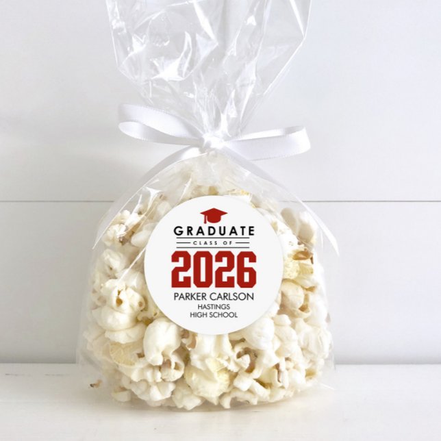 Personalized Red Class of 2026 Graduation Sticker (Creator Uploaded)