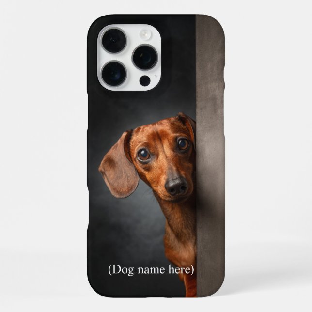 Personalized Red Dachshund Portrait iPhone Case (Back)