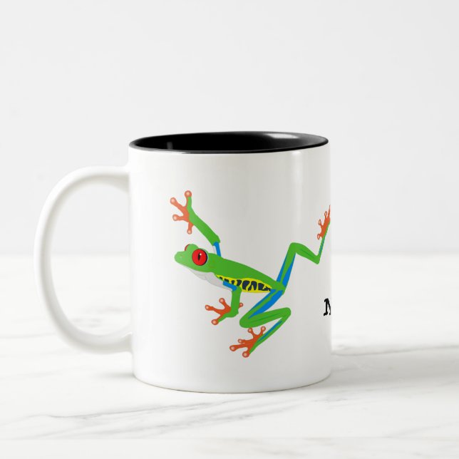 Personalized Red Eye Tree Frog Two-Tone Coffee Mug (Left)
