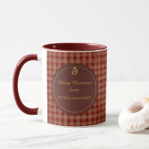 Personalized Red Gingham Family Christmas Mug