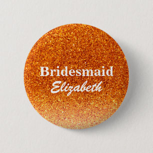 Personalized Red Glitter Bridesmaids Wedding 6 Cm Round Badge