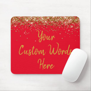 Personalized Red & Gold New Coworker Birthday Gift Mouse Pad