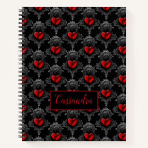 Personalized Red Goth Heart Notebook