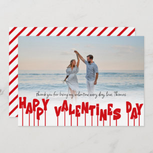 Personalized Red Happy Valentines Day One Photo Holiday Card