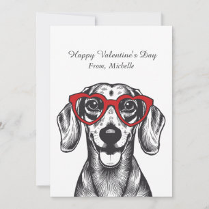 Personalized Red Hearts Dachshund Valentine's Day Holiday Card