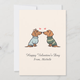 Personalized Red Hearts Dachshund Valentine's Day Holiday Card