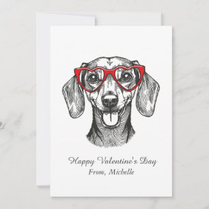 Personalized Red Hearts Dachshund Valentine's Day Holiday Card
