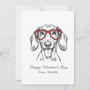 Personalized Red Hearts Dachshund Valentine's Day Holiday Card