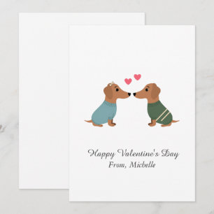 Personalized Red Hearts Dachshund Valentine's Day Holiday Card