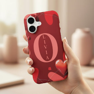 Personalized Red Hearts Monogram Name   Romantic 