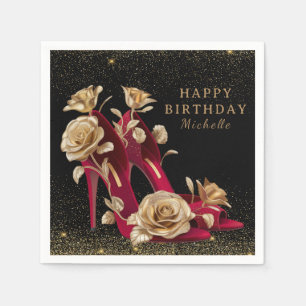 Personalized Red High Heels Birthday Party Napkin