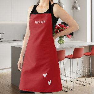 Personalized Red Kitchen Apron - Modern 