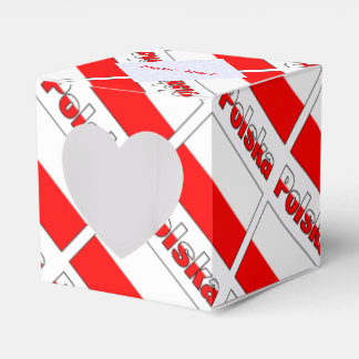 Personalized Red Name Polska Flag Tiled Heart Favour Box