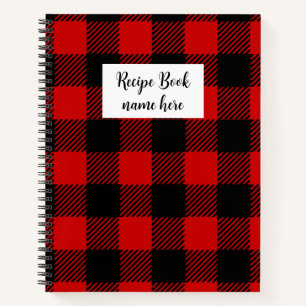 Personalized Red Plaid Recipe Book