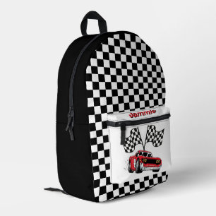 Personalized Red Race Car Printed Backpack